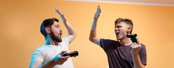 High-fiving gamers