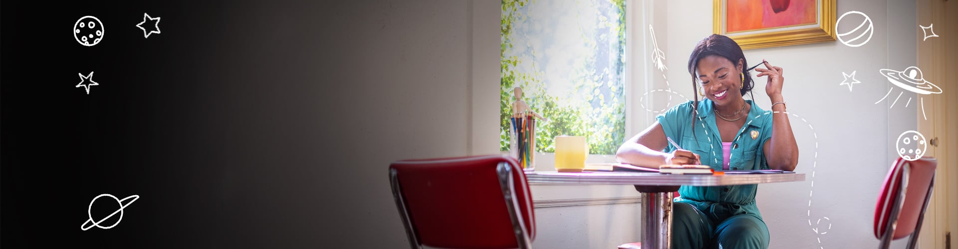 Ritter Communications Homepage hero - woman at kitchen table